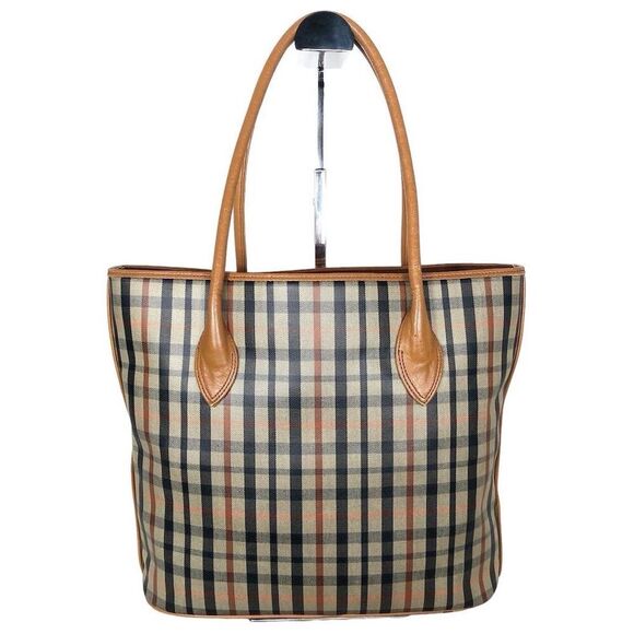 Authentic DAKS London Check Pattern Tan Tote Bag - Picture 4 of 14